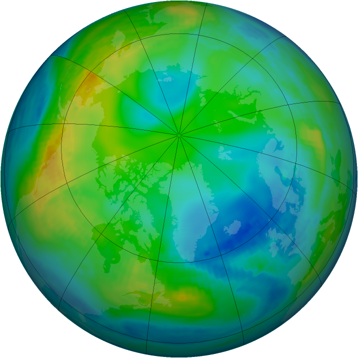 Arctic ozone map for 24 November 1988